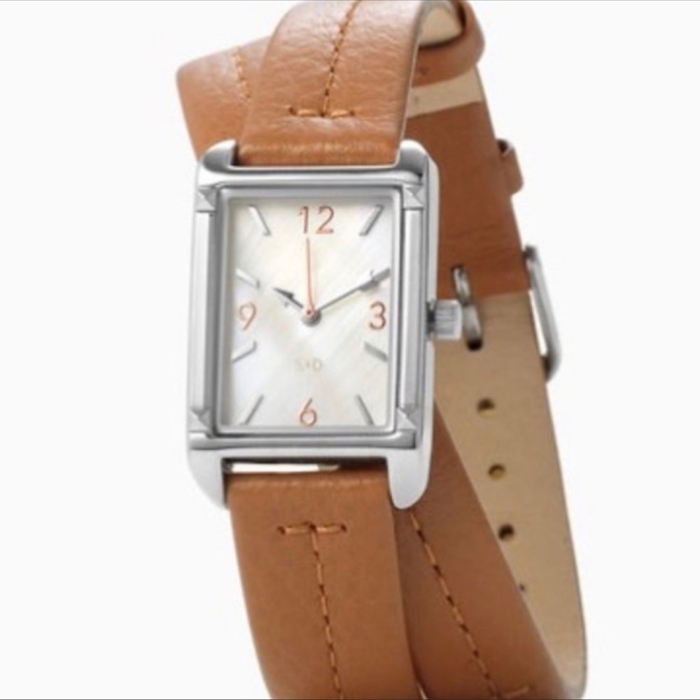 Stella & Dot tan leather wrap watch